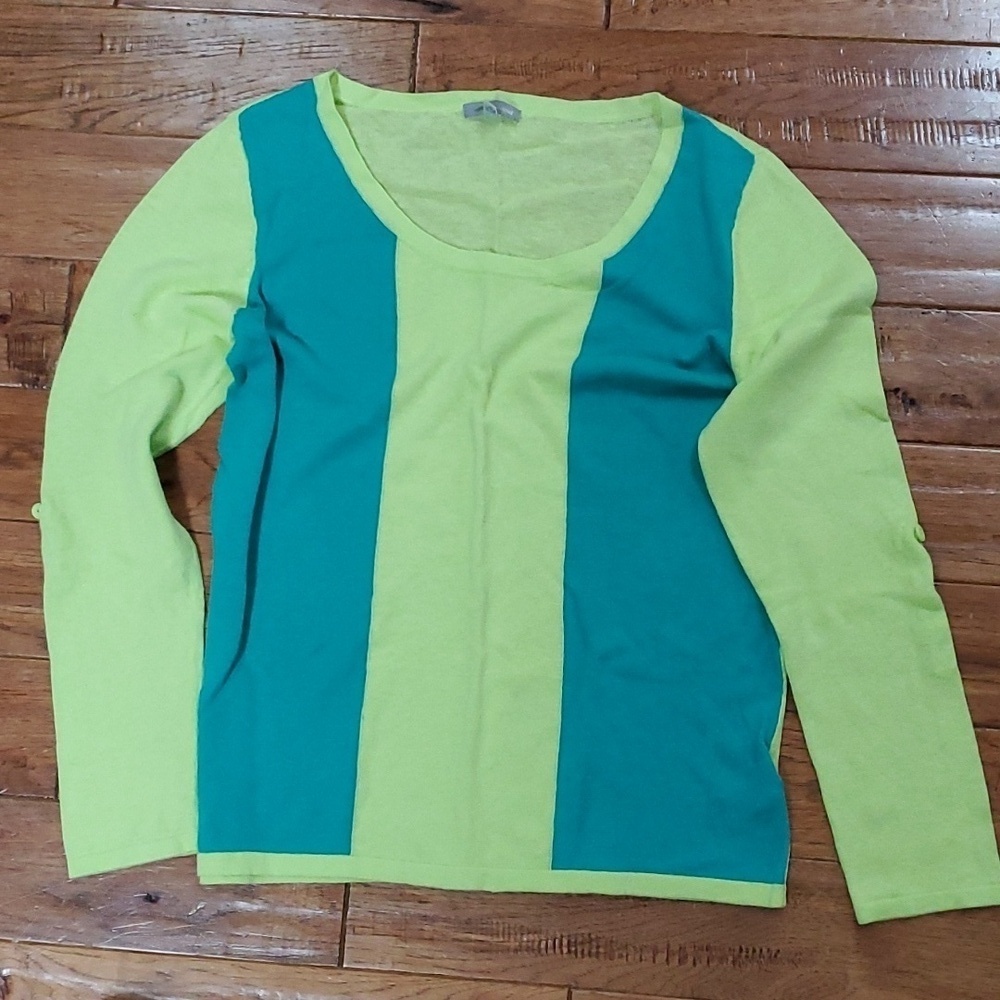 Horny toad Postcard Pullover color block linen blend sweater